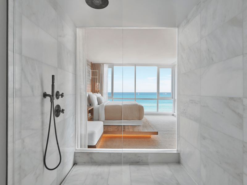 bathroom with ocean view