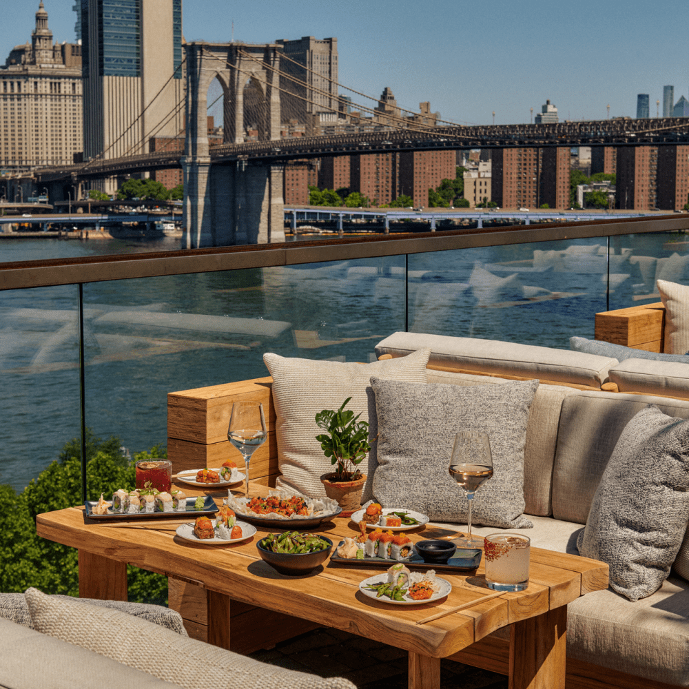 food spread at harriet's rooftop